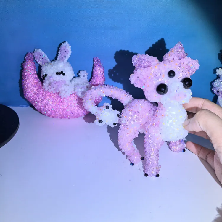 月亮兔三眼怪 手工串珠成品晶晶卡4礼物新疆西藏不包邮直播间同价