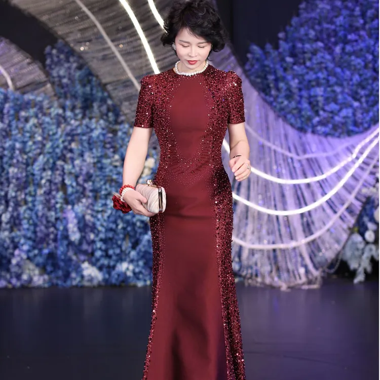 高定气质宴会显瘦喜妈妈高贵高贵奢华婚庆礼服