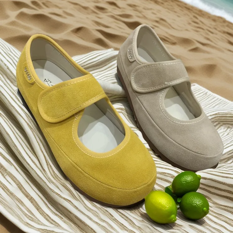 丑萌复古玛丽珍时尚休闲鞋魔术贴浅口牛皮舒适低帮夏季