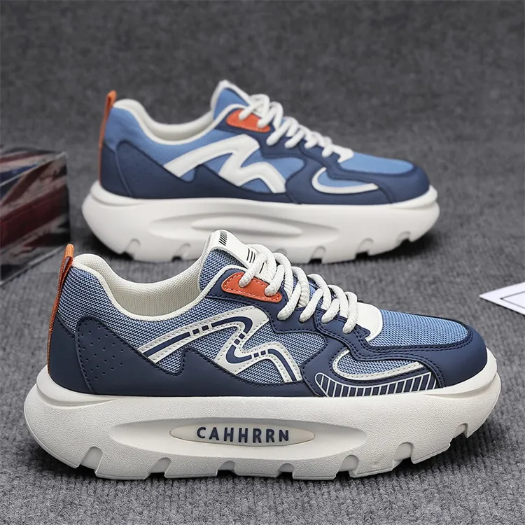 男鞋鞋子2025新款夏季透气网面薄款增高厚底老爹鞋运动潮鞋潮流