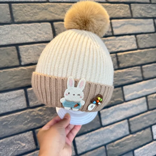婴儿帽子冬季可爱防风套头针织帽秋冬婴幼儿加厚保暖宝宝毛线帽冬