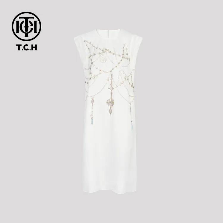 TCH私服烫钻工艺新时尚淑女百搭新潮流连衣裙T75B30E1186轻奢tch