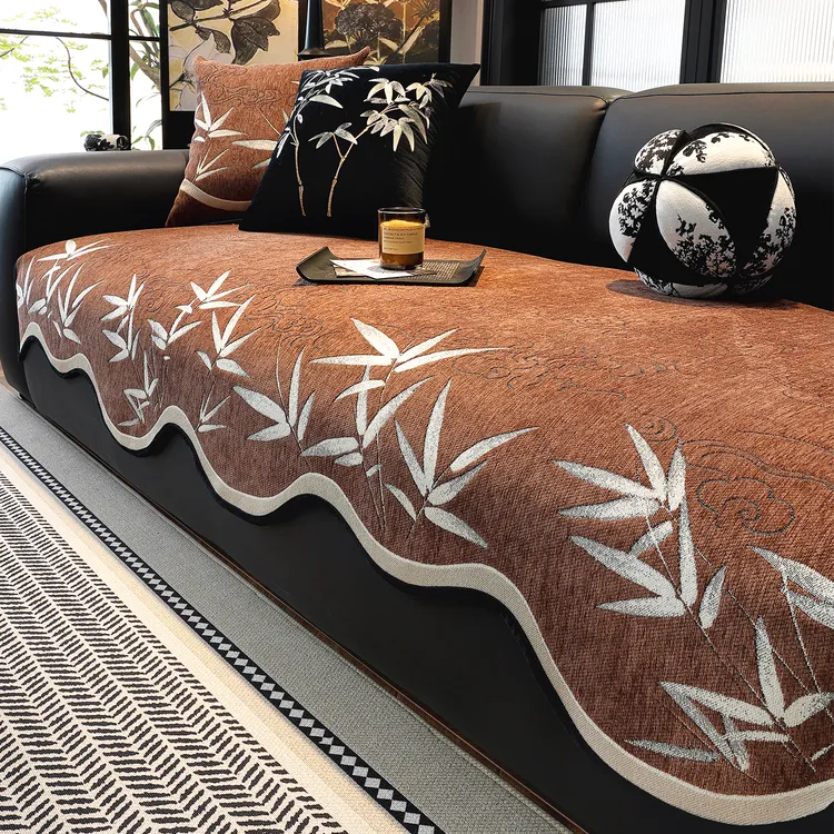 虹原风尚中古风沙发垫四季通用2025新款雪尼尔防滑直排坐垫一片式