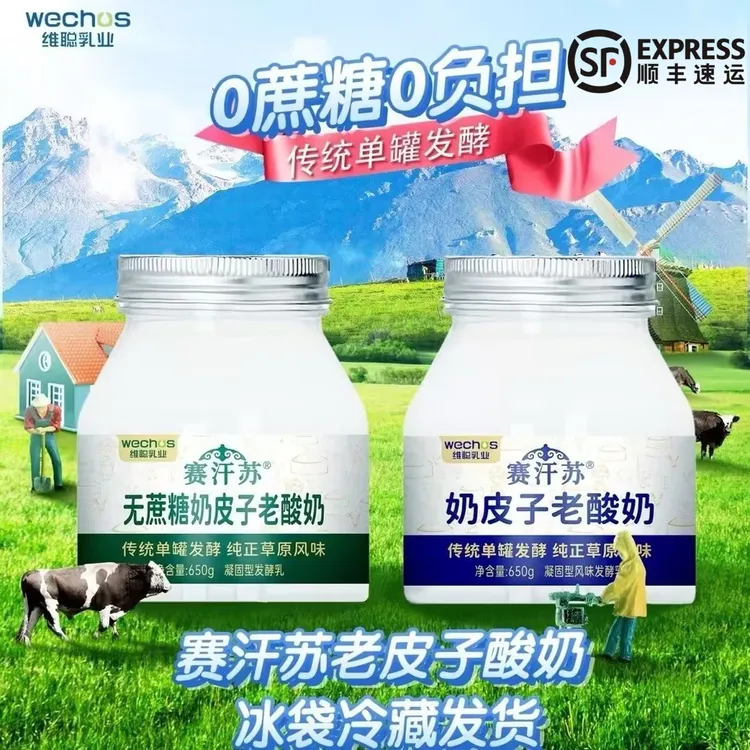 老酸奶内蒙古赛汗苏原味无蔗糖650g奶皮子单罐发酵