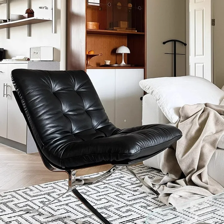 欧姆休闲椅单人沙发椅极简轻奢包豪斯风巴塞罗那单人沙发椅靠背椅