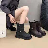 厚底时装靴女新款复古显瘦套筒马丁靴短靴1918