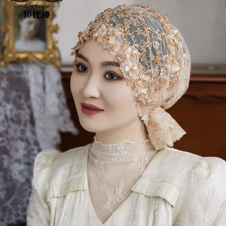 高端立体花鱼尾帽子头巾随机送礼品