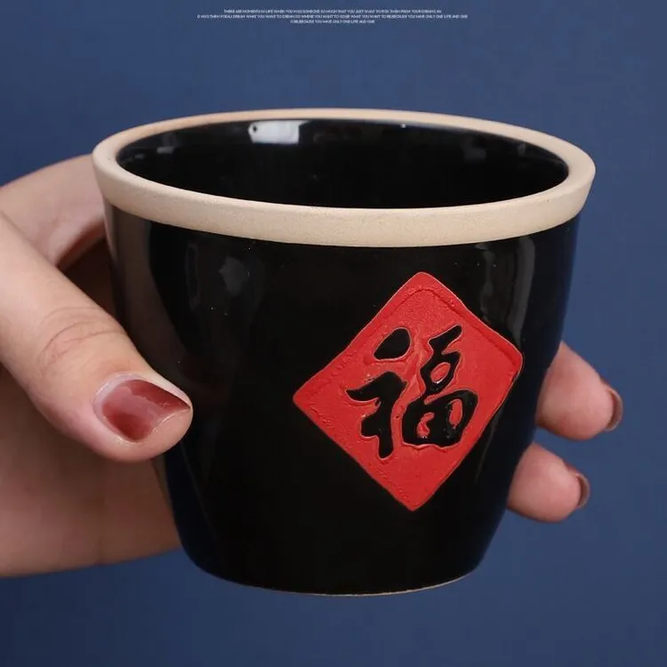 KT【4个装】陶瓷福缸无盖厨房调料器皿喝酒喝水等