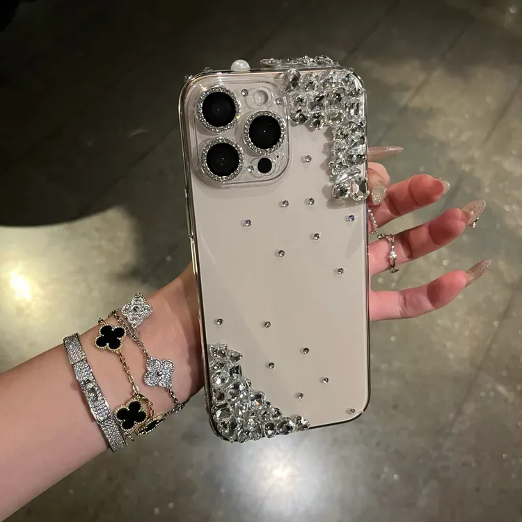 高奢款对角水晶钻iPhone17promax手机壳适用苹果16透明15奢华14pm