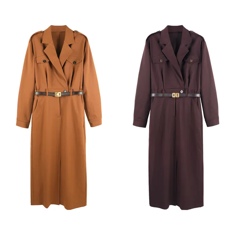 「思思」2025秋季新款时尚百搭高级感气质风衣连衣裙HBZW652093