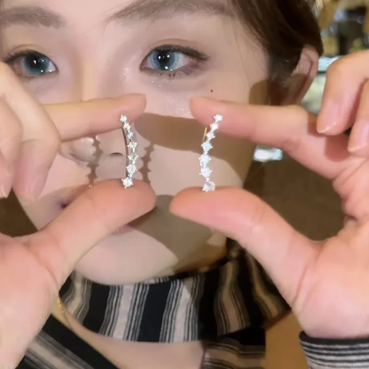 一排式闪锆耳钉女耳环2026新款爆款高级感精致轻奢小众耳饰冷淡风