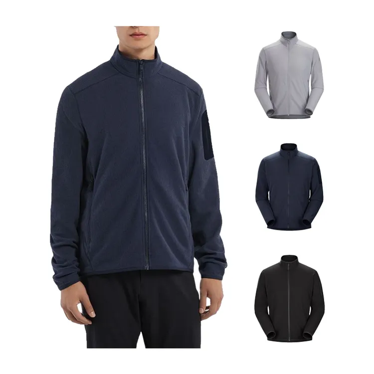 外层or中间层 DELLTA 早秋保暖透气男款纯色立领长袖抓绒衣外套