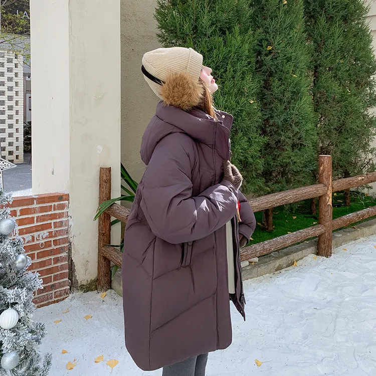 巨好看高级感小个子连帽羽绒服女中长2025冬装新款韩系面包服外套