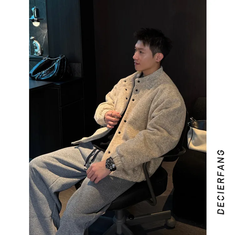 冬季新款男士羽绒服短款羊毛宽松90白鸭绒韩版纯色阔版潮流外套男