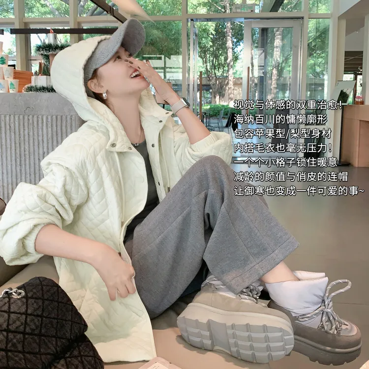 A美洋MEIYANG 小泡芙二号棉服【商场同款】微皱菱格绗缝外套-周二