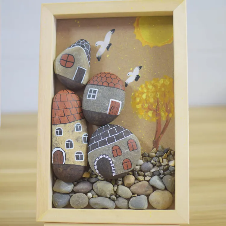 石头创意彩绘拼画DIY 材料包 半成品 成品