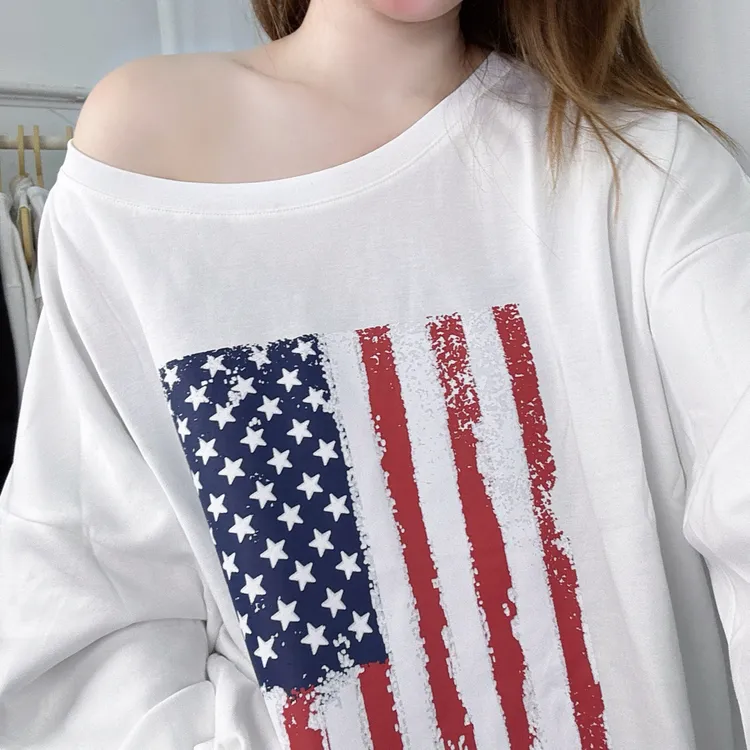 图案长袖印花宽松型常规卫衣长款慵懒风