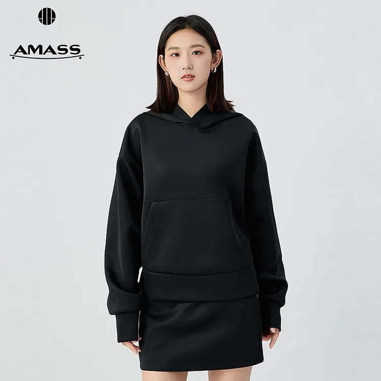 阿玛施AMASS新款女装时尚简约休闲松弛感百搭套头连帽卫衣530046