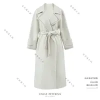 彼得潘大叔《雪溪听松》串珠卡钻装饰毛呢女款2025新款外套