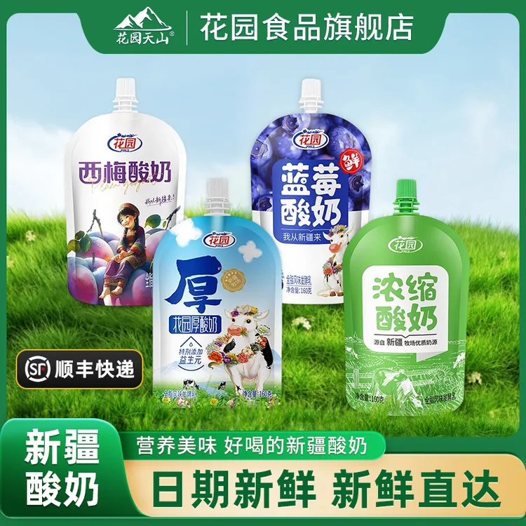 花园袋装酸奶160克*12袋酸奶全脂风味低温发酵乳新疆酸奶新疆直发