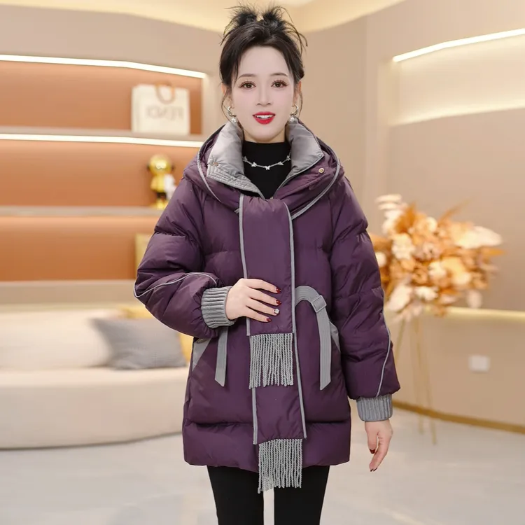 洋气韩版冬装连帽显瘦保暖加厚羽绒服宽松2025年冬季SJYH3572