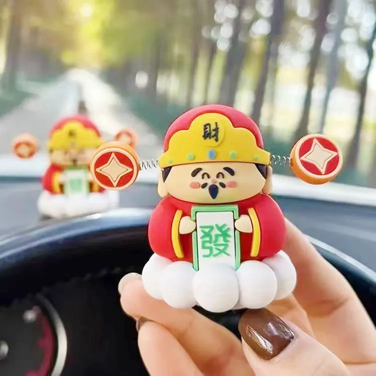 可爱卡通小财神爷神仙汽车摆件创意发财车载装饰品车财神立体摆件