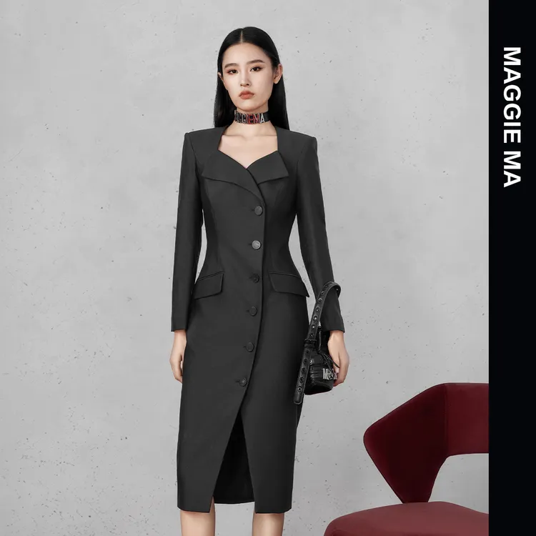 MAGGIE MA马婧品质女装轻奢气场强大女装裙子气质修身连衣裙234D