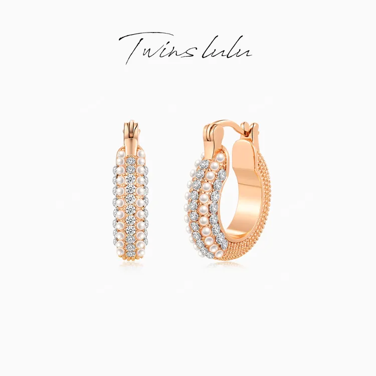 TWINS LULU 镀K金 新年款简约百搭气质轻奢圆圈珠珠耳环TSL2397