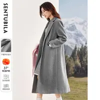 气质通勤经典西装领一粒扣对称贴袋带简肩垫呢子大衣外套58586X