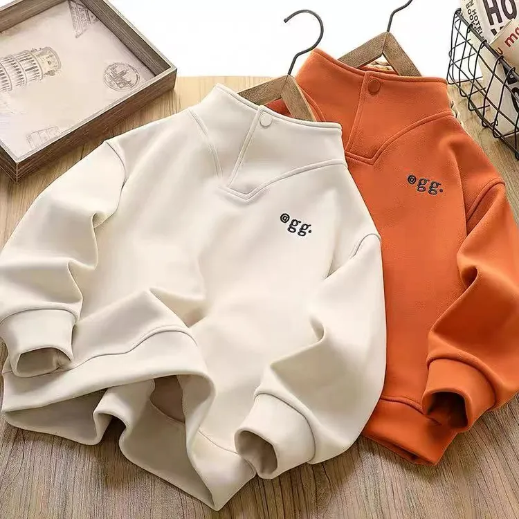 儿童加绒卫衣韩版打底衫保暖长袖男童秋冬男冬季加厚中大童加绒