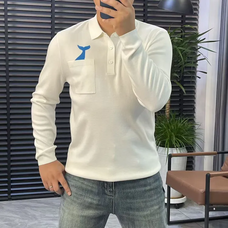 【轻奢】男士欧货新款蚕锦绒针织POLO领时尚百搭毛衣