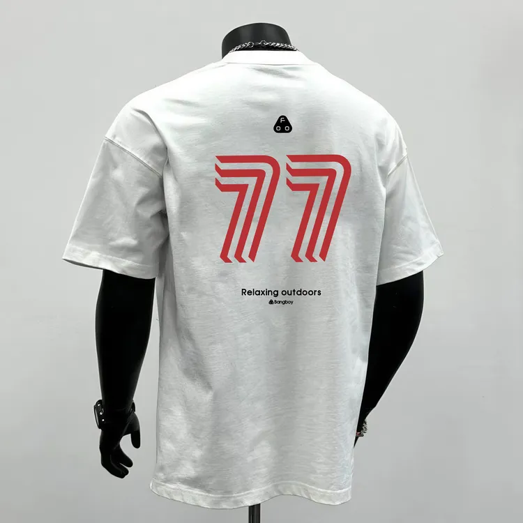 男士重磅260g纯棉短袖T恤潮流数字7印花痞帅休闲宽松圆领打底衫男