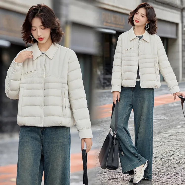 超轻薄羽绒服女短款2025冬季小个子亲肤立领排骨洋气时尚百搭外套