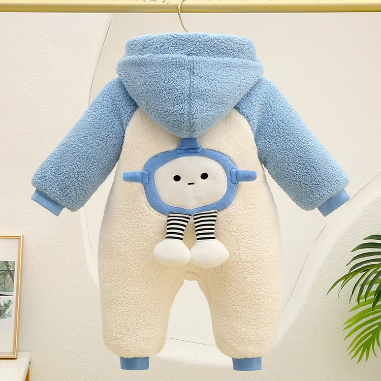 婴儿秋冬季连体衣服宝宝冬装棉衣新生儿网红哈衣加厚爬服外出抱服
