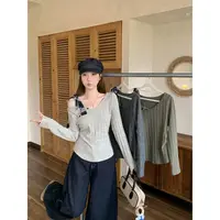 【涵胖胖】2025秋胖mm大码辣妹露肩蝴蝶结绑带T恤修身上衣80262【B】