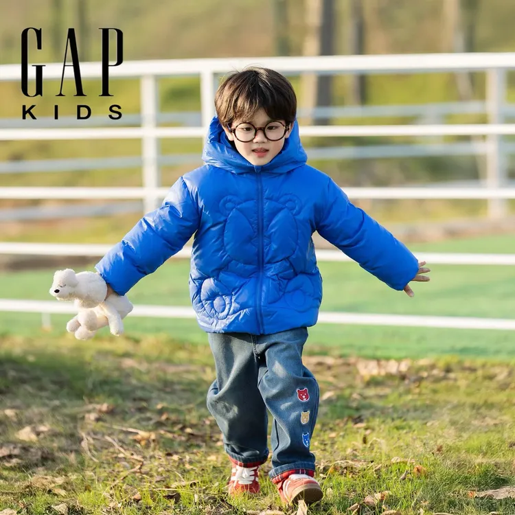 Gap男女幼童冬季新款logo小熊耳朵连帽羽绒服外套829357/869767