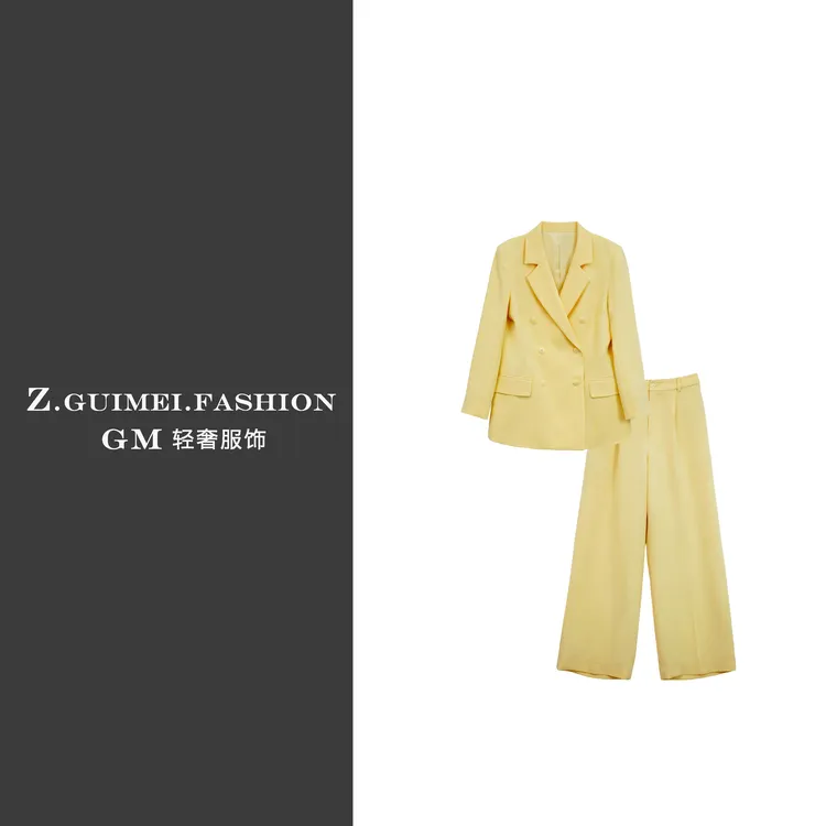 【肆姐高定】早秋极简风设计师款外翻领西服套装XY3137