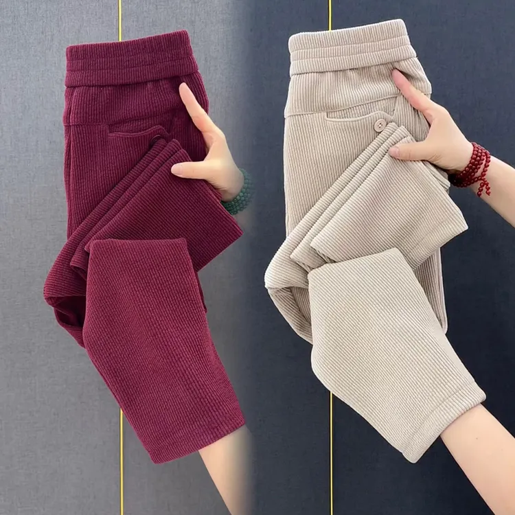 2025秋冬雪呢尔小脚哈伦裤女松紧腰显瘦休闲裤洋气百搭奶奶裤潮流