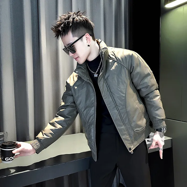 冬季防寒痞帅立领软皮棉衣外套2025新款痞帅短款加厚保暖棉服袄子