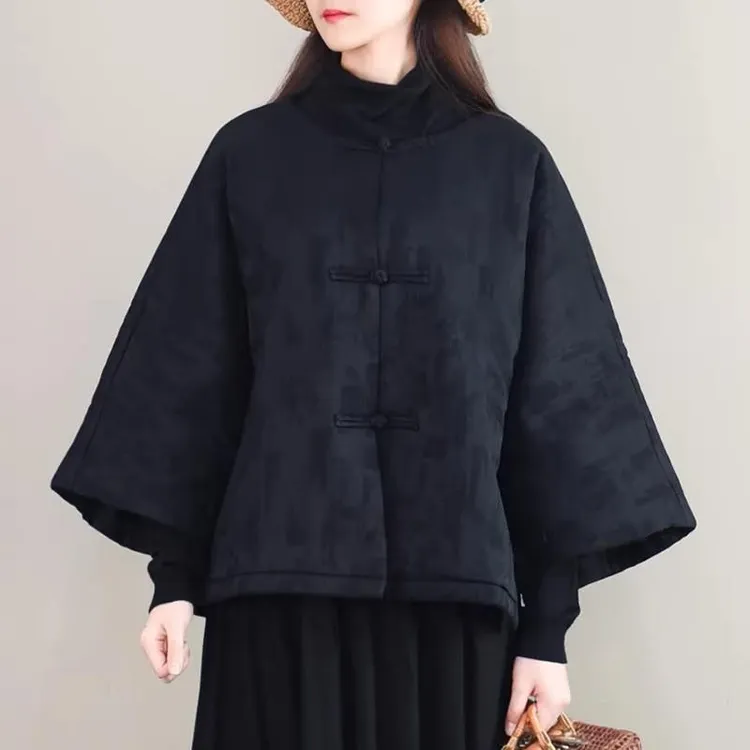 中国风覆古盘扣外套2025秋冬民族风保暖提花棉衣大码新款潮牌女装