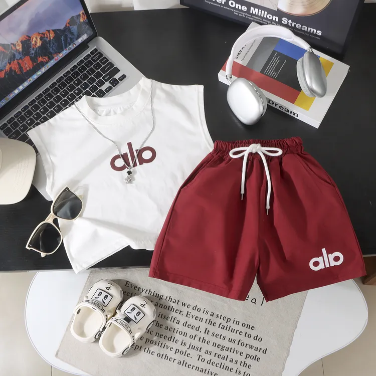 2025夏季【100%纯棉】坎肩儿童套装中男童套装6-12岁潮款高级感帅气