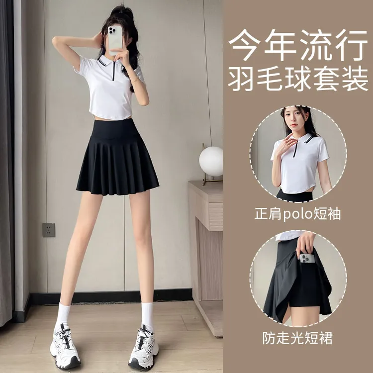 爆款网球服女2025速干polo衫短裙夏季运动套装健身瑜伽跑步两件套