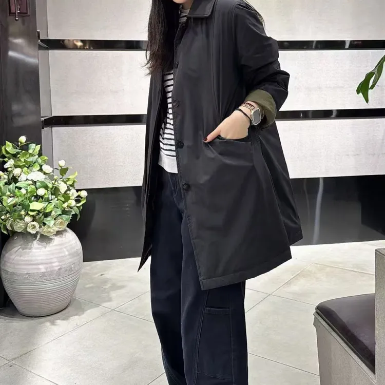 ［爱衣橱女装］高级鹅绒服轻盈锁温高密棉翻领风衣外套百搭简约宽松