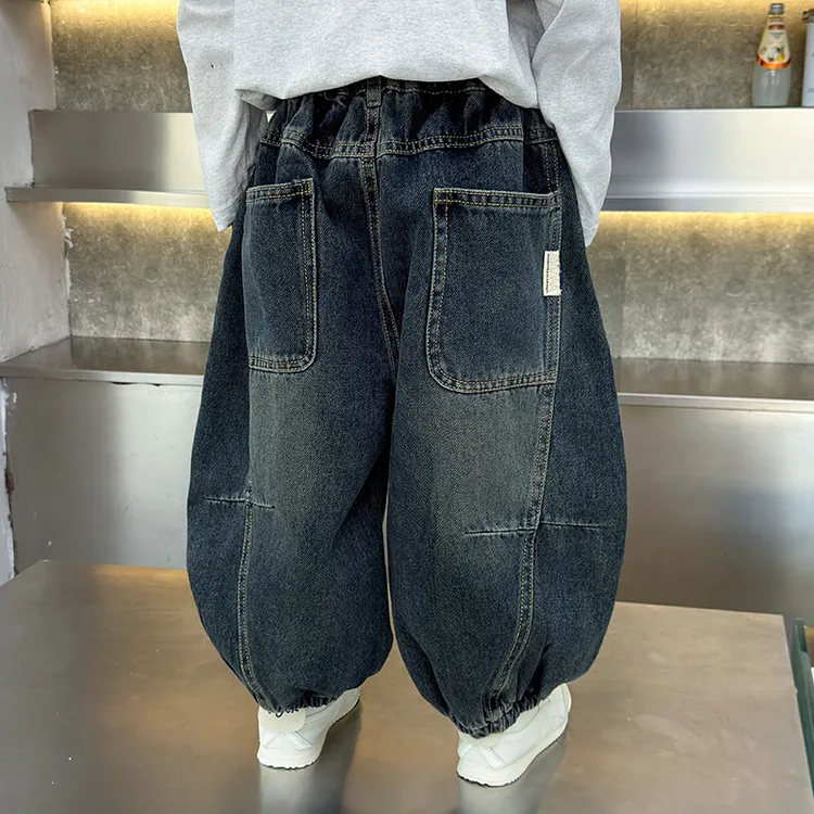 男童牛仔裤2025秋季新款儿童韩版氧气炸街裤子男孩帅气秋装束脚裤
