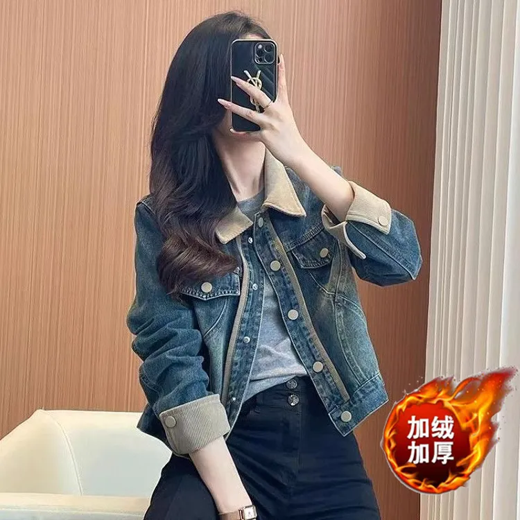 2025新款早秋气质牛仔外套女欧货女装复古水洗爆款小个子夹克上衣