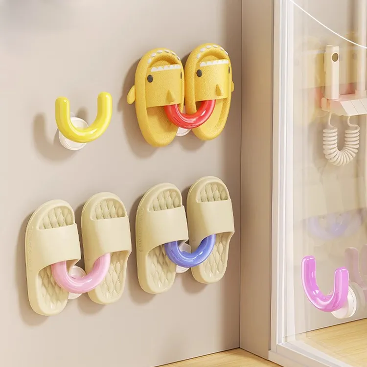 拖鞋吸盘置物架家用卫生间浴室免打孔厕所壁挂式免打孔挂鞋拖鞋架