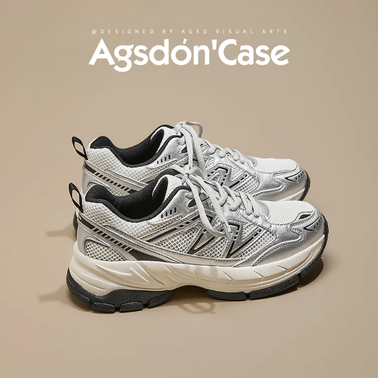 奥古狮登银色复古老爹鞋女2025秋季新款增高休闲百搭登山运动鞋xx