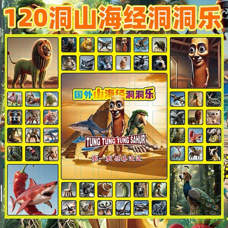 120抽国外山海经tungtungsahur洞洞乐惊喜男女孩学生戳戳乐玩具
