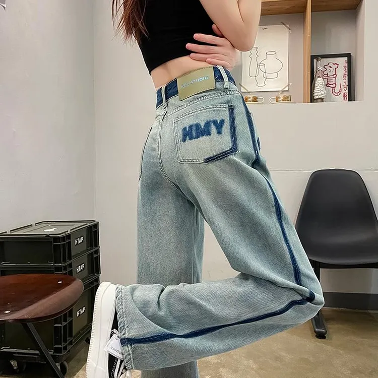窄版阔腿牛仔裤女2025年夏季薄款高腰显瘦爆款垂感 薄直筒裤子