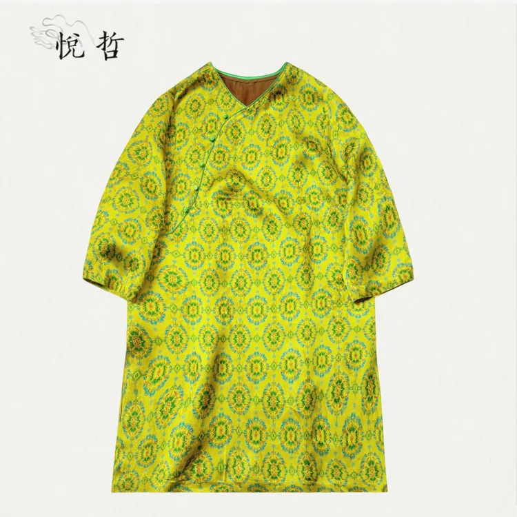 YUEZHE夏季新款国风提花复古宽松上衣2025新中式时尚百搭短袖